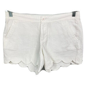 Lilly Pulitzer Shorts Womens Sz 2 White Cotton Scalloped‎ Buttercup Pockets